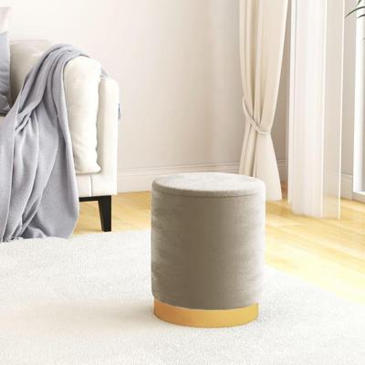 Hocker met opbergruimte rond fluweel donkergrijs Hocker met opbergruimte rond fluweel donkergrijs