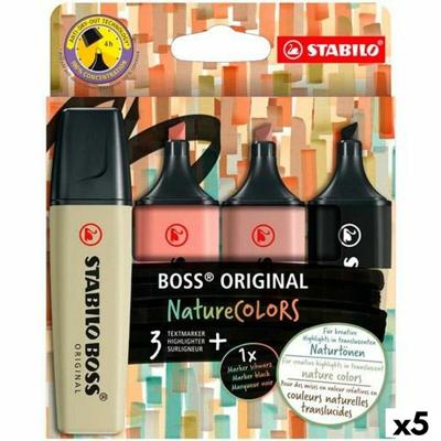 Fluorescerende Markeerstift Set Stabilo BOSS ORIGINAL NATURECOLORS Multicolour 4 Onderdelen (5 Stuks)