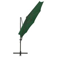 VidaXL Zweefparasol met paal en led-verlichting 300 cm groen - thumbnail
