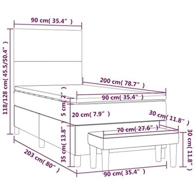 Boxspring met matras stof crèmekleurig 90x200 cm