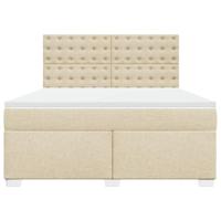 Boxspring met matras stof crèmekleurig 180x200 cm - thumbnail