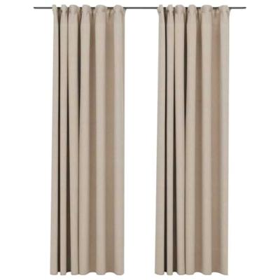 VidaXL Gordijnen linnen-look verduisterend haken 2 st 140x225 cm beige
