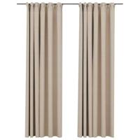 VidaXL Gordijnen linnen-look verduisterend haken 2 st 140x225 cm beige - thumbnail