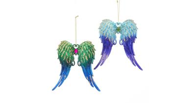 Peacock Glitter Angel Wing 14,5 cm ASS kerstbal kerst Kurt S. Adler - Kurt s adler