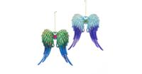 Peacock Glitter Angel Wing 14,5 cm ASS kerstbal kerst Kurt S. Adler - Kurt s adler - thumbnail