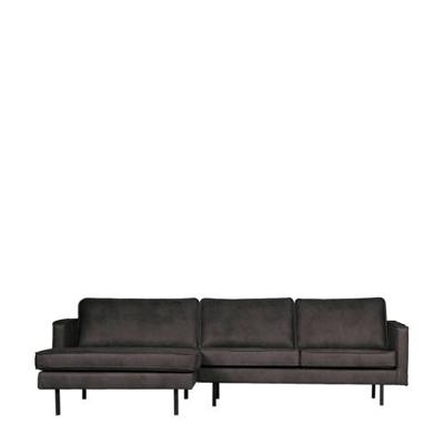 WOOOD Loungebank 'Rodeo' Links, Eco Leder, kleur Antraciet
