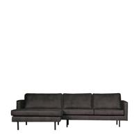 WOOOD Loungebank 'Rodeo' Links, Eco Leder, kleur Antraciet - thumbnail