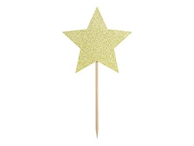 Cupcake toppers Gouden Sterren Glitter (6st)