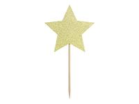 Cupcake toppers Gouden Sterren Glitter (6st) - thumbnail