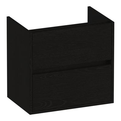 Brauer Adore - Onderkast Ondiep - 60 cm - met 2 Softclose Lades Greeploos en 1 Sifon Uitsparing - Timber Black