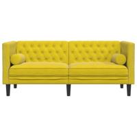 Tweezitsbank Chesterfield-stijl en bolsters fluweel geel - thumbnail