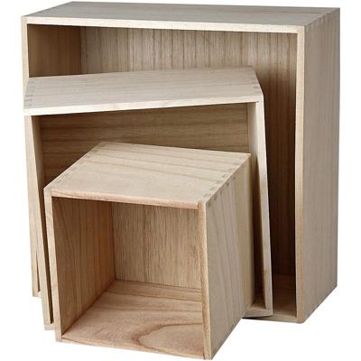 Creativ Company Showdozen, vierkant, h: 15x15+21,5x21,5+28x28 cm, d: 12,5 cm, 3 stuk/ 1 set