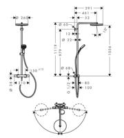 Hansgrohe Pulsify S Puro Showerpipe 260 1jet met thermostaat en handdouche 3jet, mat zwart - thumbnail