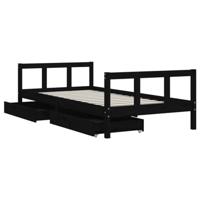 Kinderbedframe met lades 90x190 cm massief grenenhout zwart - thumbnail