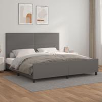 Bedframe met hoofdbord kunstleer grijs 200x200 cm - thumbnail
