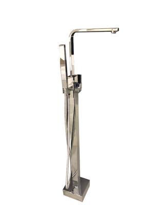 Badkraan Vrijstaand A-Line Mengkraan Vierkant Chroom 1 Greeps met Handdouche Badkraan Vrijstaand A-Line Mengkraan Vierkant Chroom 1 Greeps met Handdouche