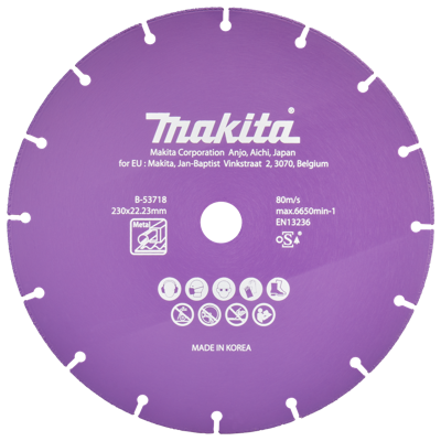 Makita Accessoires Doorslijpschijf 230x22,23x1,3mm - B-53718 B-53718 Makita Accessoires Doorslijpschijf 230x22,23x1,3mm - B-53718 B-53718