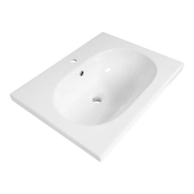 Brauer Moon Wastafel - 60 cm - met 1 Spoelbak en 1 Kraangat - Keramiek Hoogglans Wit