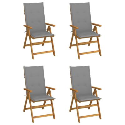 Tuinstoelen 4 st verstelbaar met kussens massief acaciahout