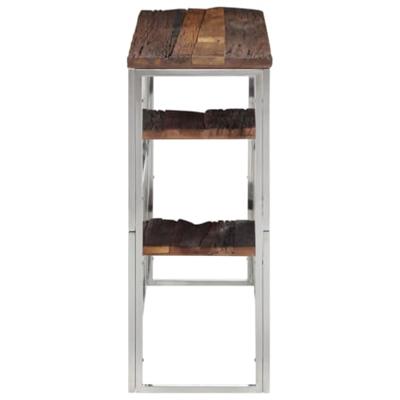 Wandtafel roestvrij staal en massief bielshout zilverkleurig Wandtafel roestvrij staal en massief bielshout zilverkleurig