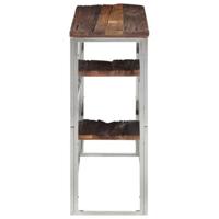 Wandtafel roestvrij staal en massief bielshout zilverkleurig - thumbnail