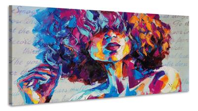 Schilderij - Geschilderde Vrouw, Multikleur, Premium Print op canvas