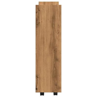 Opbergtrolley smal 3-laags bewerkt hout artisanaal eikenkleurig