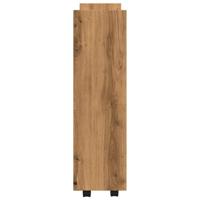 Opbergtrolley smal 3-laags bewerkt hout artisanaal eikenkleurig - thumbnail