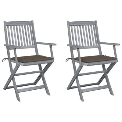 VidaXL Set van 2 klapstoelen met kussens, gemaakt van massief acaciahout.