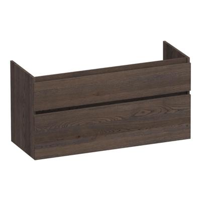 Brauer Delight - Onderkast - 120 cm - met 2 Softclose Lades Greeploos en 1 Sifon Uitsparing - Lamellen Eiken Zwart