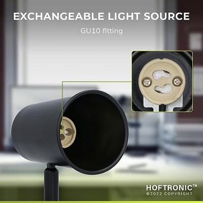 Riga - LED Tafellamp - 4 Watt 345 Lumen - 6500K Daglicht wit- Kantelbaar en Draaibaar - Ingebouwde snoerdimmer - Bureaulamp - GU10 - IP20 voor binnen - Zwart