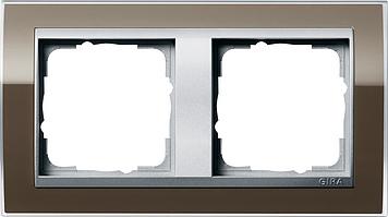 Gira Event Clear Bruin / Aluminum 2-voudig