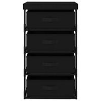 Opbergrek met 4 stoffen manden staal zwart - thumbnail