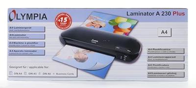 Olympia Laminator A 230 Plus 3127 DIN A4, DIN A4+, DIN A4 2/3 hoogte, DIN A4 voor de helft, DIN A4 liggend, DIN A4 breed, DIN A5, DIN A5+, DIN A5 staand, DIN