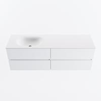 MONDIAZ VICA 150cm badmeubel onderkast Talc 4 lades. Wastafel MOON links 1 kraangat, kleur Talc. - thumbnail