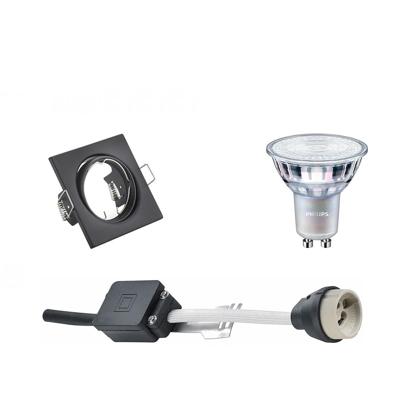 Philips LED Spot Set GU10 - Inbouw Vierkant Zwart - Dimbaar Warm Wit