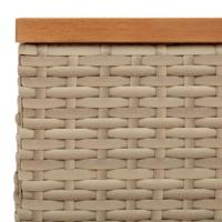 Tuintafel 70x70x25 cm poly rattan en acaciahout beige - thumbnail