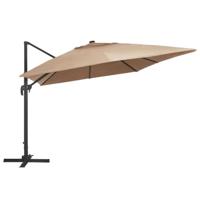 VidaXL Zweefparasol met led en aluminium paal 400x300 cm taupe - thumbnail