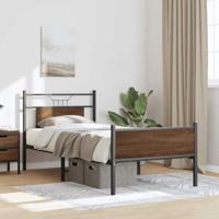 Bedframe zonder matras bewerkt hout bruin eikenkleur 80x200 cm - thumbnail