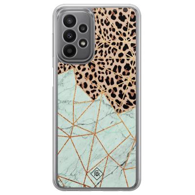 Samsung Galaxy A23 hybride hoesje - Luipaard marmer mint Samsung Galaxy A23 hybride hoesje - Luipaard marmer mint