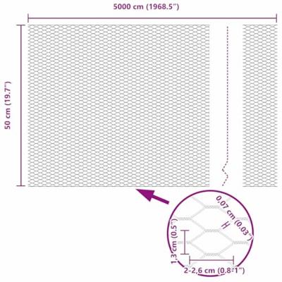 VidaXL Hexagon hek grijs 0,5 x 50 m pvc
