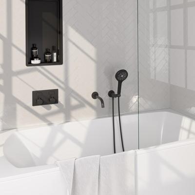 Mat zwarte thermostatische inbouw badkraan met drukknoppen SET 04