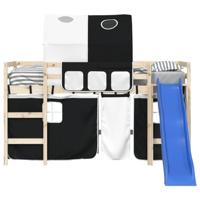 Gordijnen voor hoogslaper met tunnel polyester wit en zwart - thumbnail