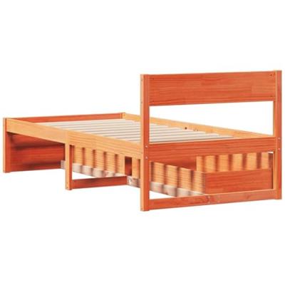Bedframe zonder matras massief grenenhout wasbruin 75x190 cm