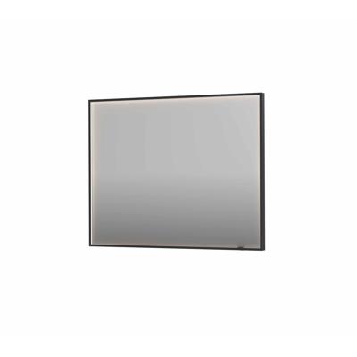 Spiegel INK SP19 100x4x80 cm incl. direct LED-Verlichting Rondom en Spiegelverwarming Geborsteld Metal Black