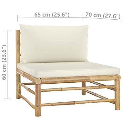 2-delige Loungeset met crmewitte kussens bamboe - thumbnail