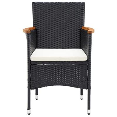 Tuinstoelen 4 st poly rattan zwart - thumbnail