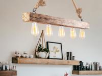 Hanglamp ERAY 5 lampen natuurlijk bruin - thumbnail