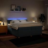 Boxspring met matras stof blauw 200x200 cm - thumbnail
