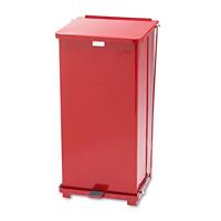 Rubbermaid Commercial ST24EPLWH Defenders Biohazard Step Can, Square, Steel, 24gal, White - thumbnail
